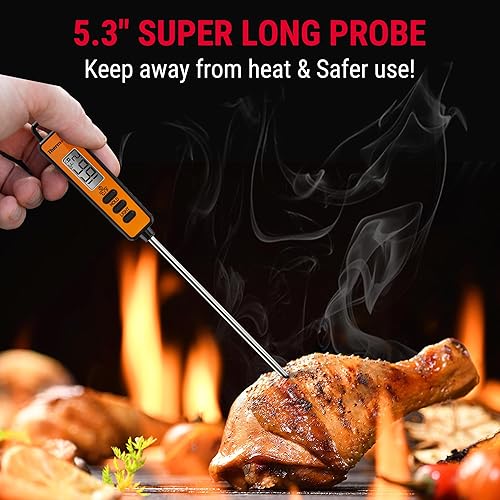 Miniatura 5 de ThermoPro Pistola de temperatura, pistola termómetro infrarroja con puntero láser, termómetro digital para carne con sonda súper larga, termómetro