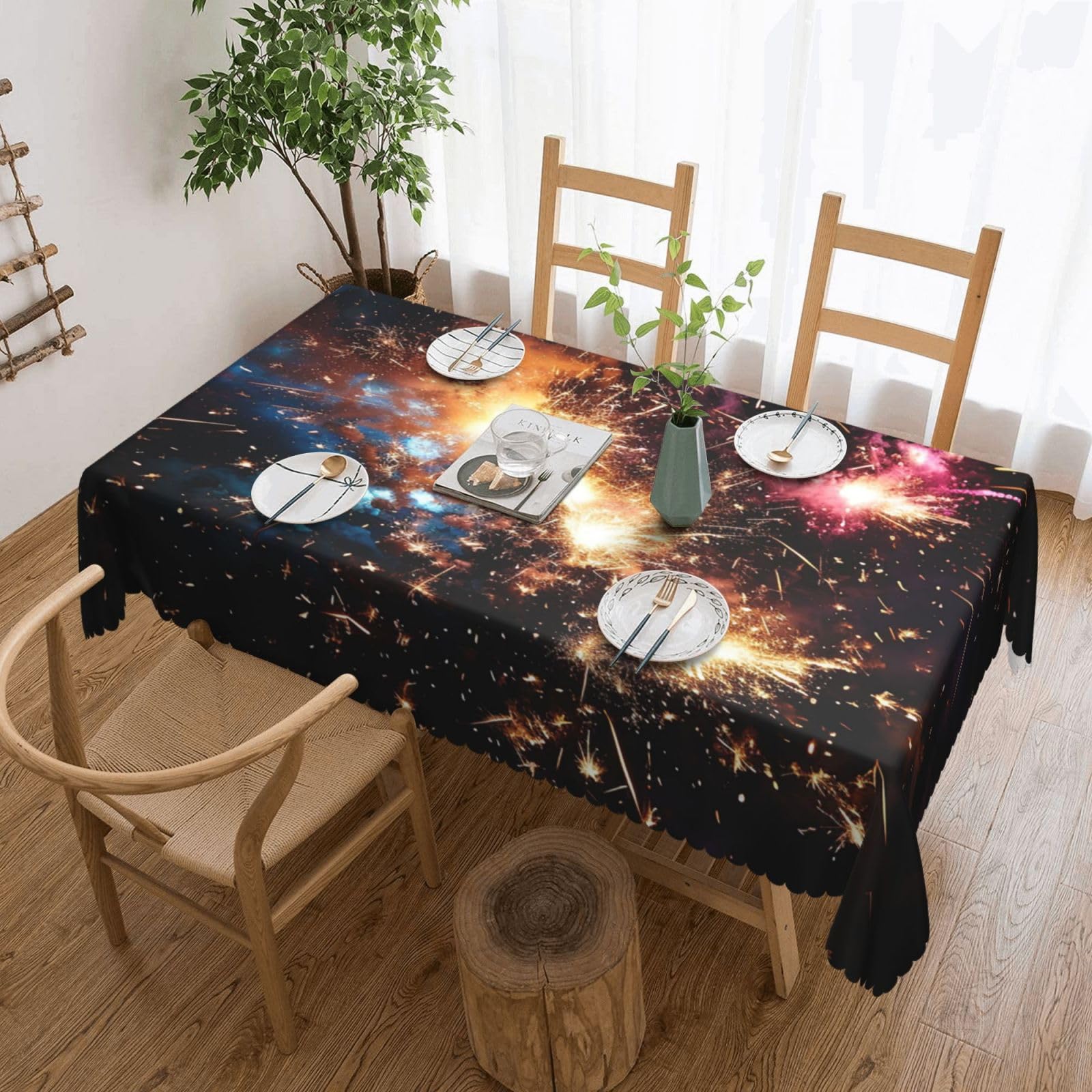 Nappe rectangulaire anti-tache feu d'artifice 137x183 cm