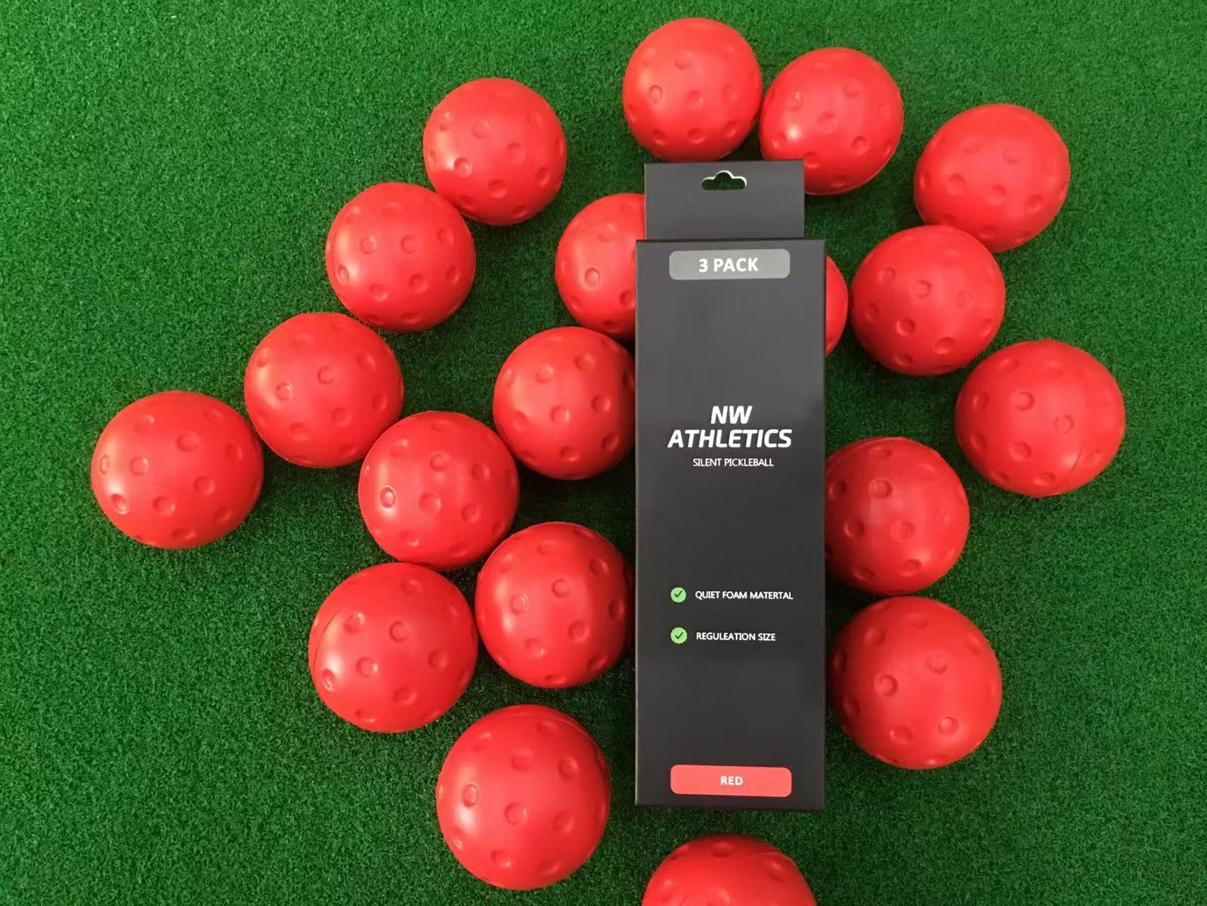 NW Athletics Silent Pickleballs, Reduced Noise, Quiet Foam Pickleballs, 3 Pack Orange