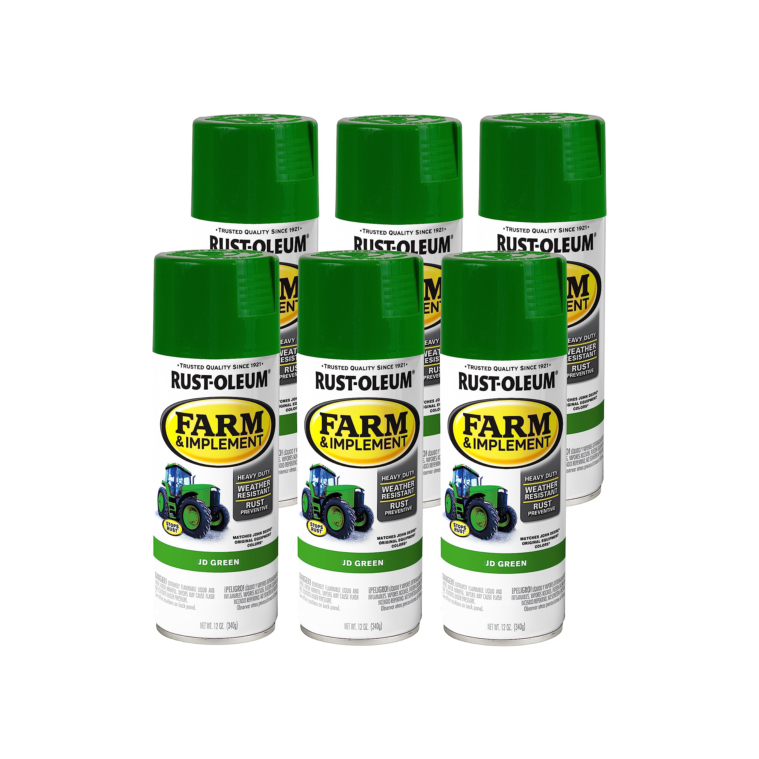 Rust-Oleum 280124-6PK Farm & Implement Spray Paint, 12 oz, JD Green, (Pack of 6)