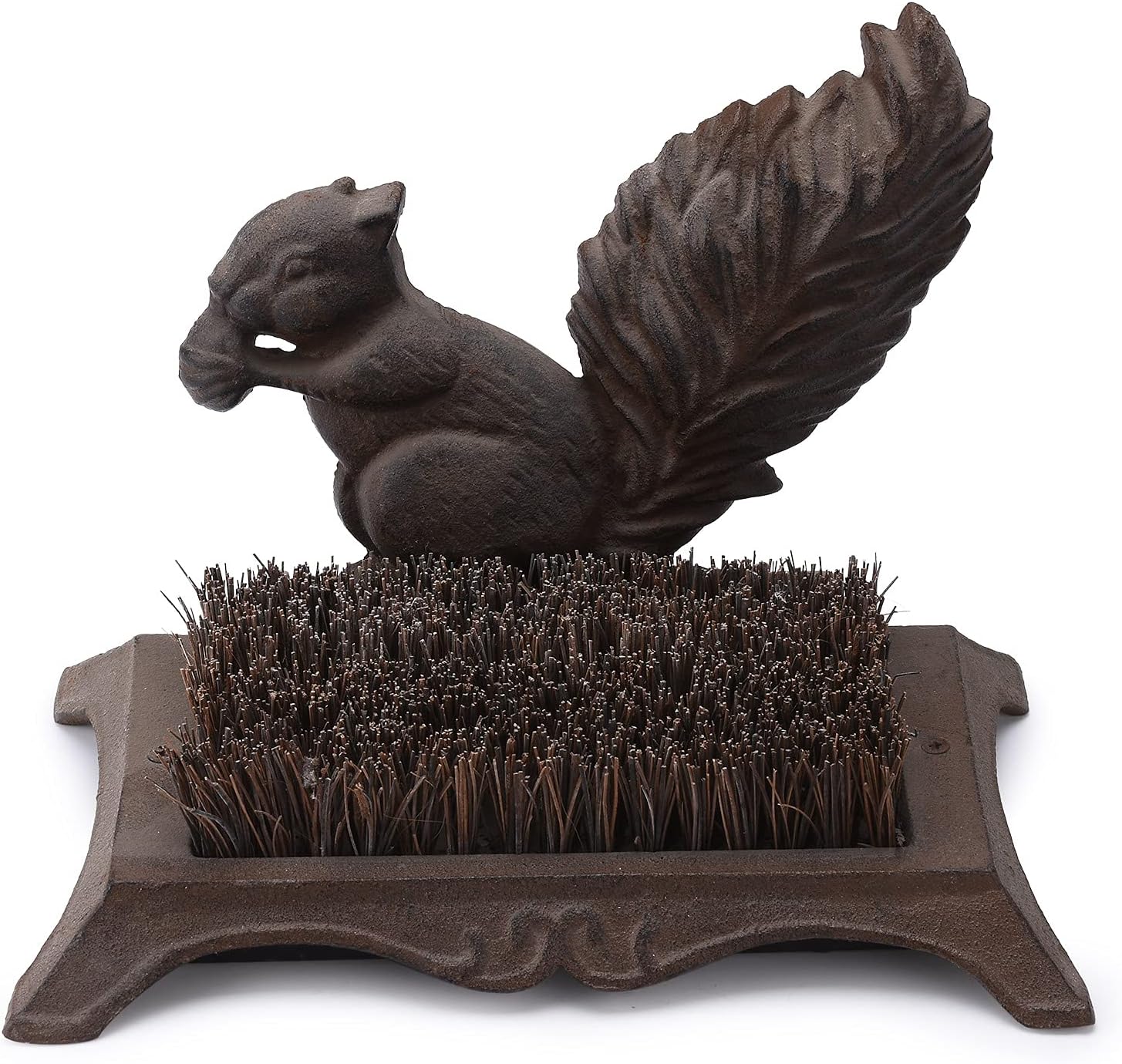 Cast Iron Squirrel Shoe Boot Scraper Brush for Farmhouse Garden Door Shoe Clean & Decor TQZDPT78