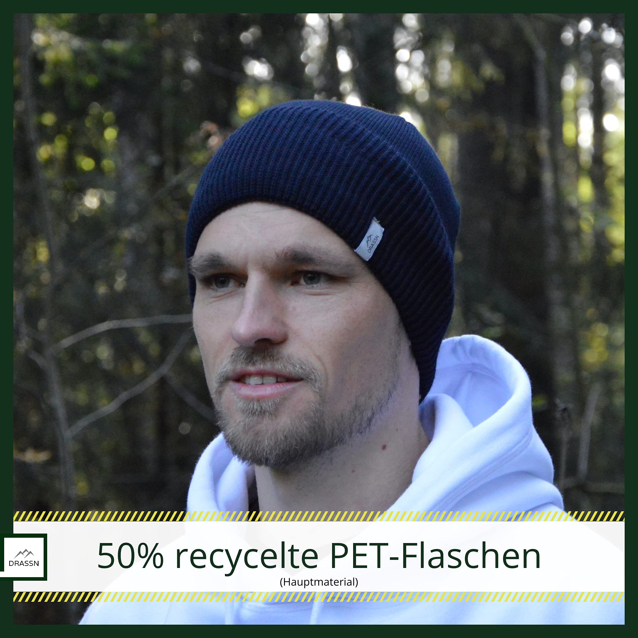 Czapka damska i męska Moosbach - klasyczna ciepła czapka unisex z polarem wewnątrz - zrównoważona czapka zimowa dzięki materiałom pochodzącym z recyklingu - miękka dzięki wełnie merino - rozciągliwa, granatowy, jeden rozmiar