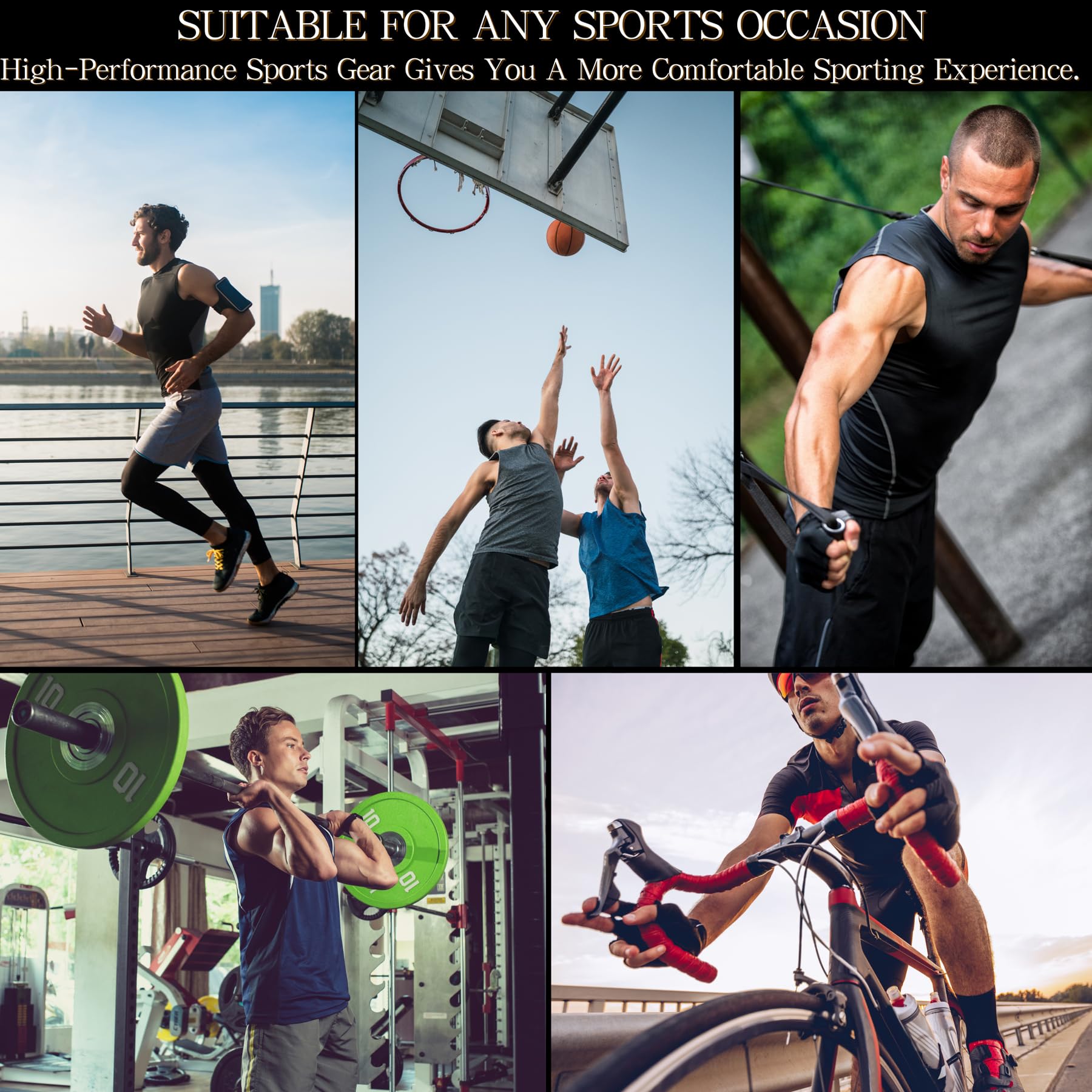 AMZSPORT Tank Top męska koszulka kompresyjna, bez rękawów, koszulka funkcyjna, oddychająca koszulka do biegania