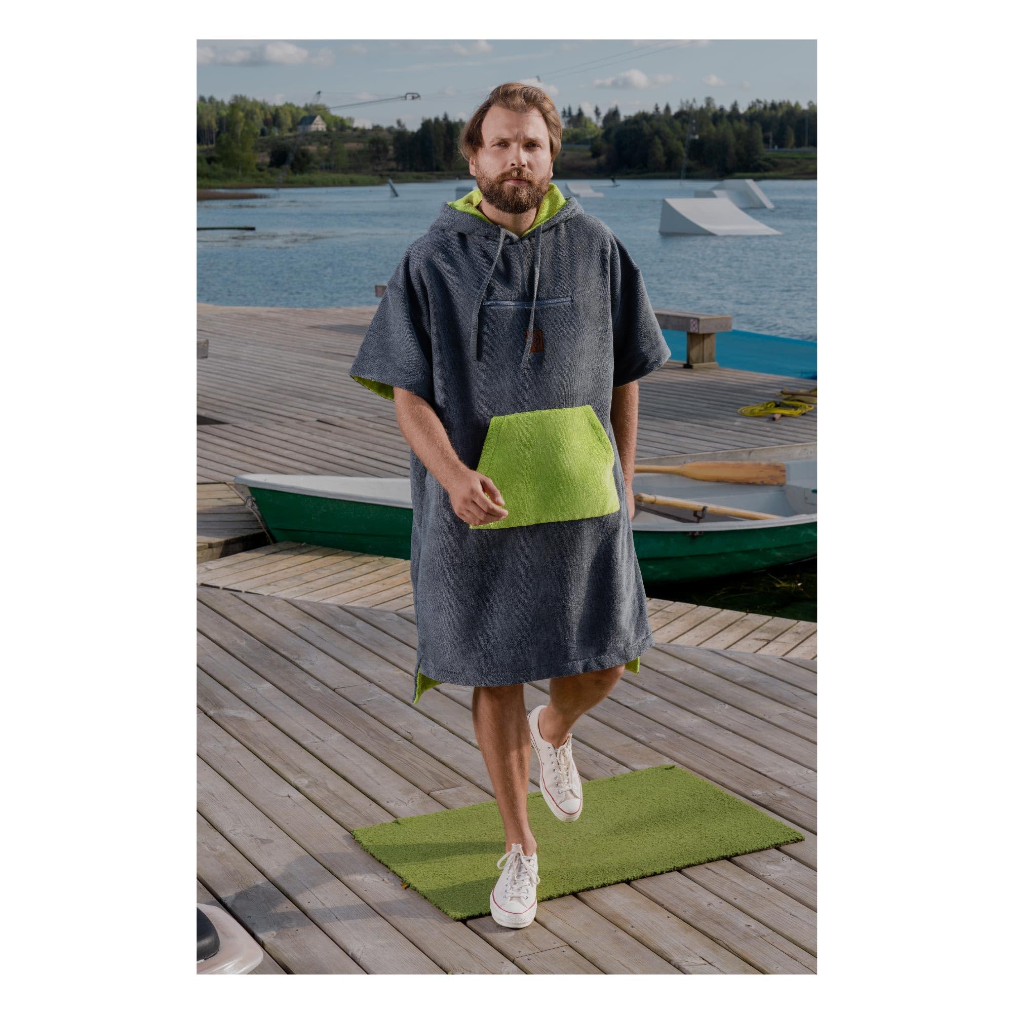 CULTHOOD Serviette Poncho avec Poche zippée - Changez Votre Combinaison de Surf avec Style en Public - Nombreuses Couleurs - Taille Adulte pour Tous-approuvé par Les Champions de Wakeboard