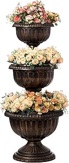 Gardenised Outdoor Garden Triple Stacked Flower Bowl Urn Tier Planter De...