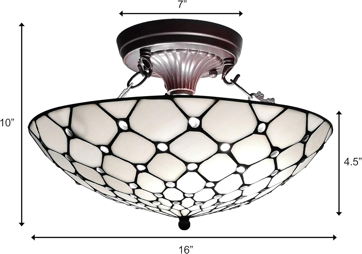 🔥 Amora Lighting Tiffany Style Ceiling Fixture Lamp Jeweled 16 Wide Stained Glass White Cream Antique Vintage Light Decor Living Room Bedroom Hallway Kitchen Gift AM030CL17B Best Seller Amora Lighting Tiffany Style Ceiling Fixture Lamp Jeweled 16 Wide Stained Glass White Cream Antique Vintage Light Decor Living Room Bedroom Hallway Kitchen Gift AM030CL17B