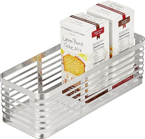 mDesign Modern Decor - Canasta organizadora de alambre de acero plano, almacenamiento para despensa de cocina, baño, lavandería, soporte organizador