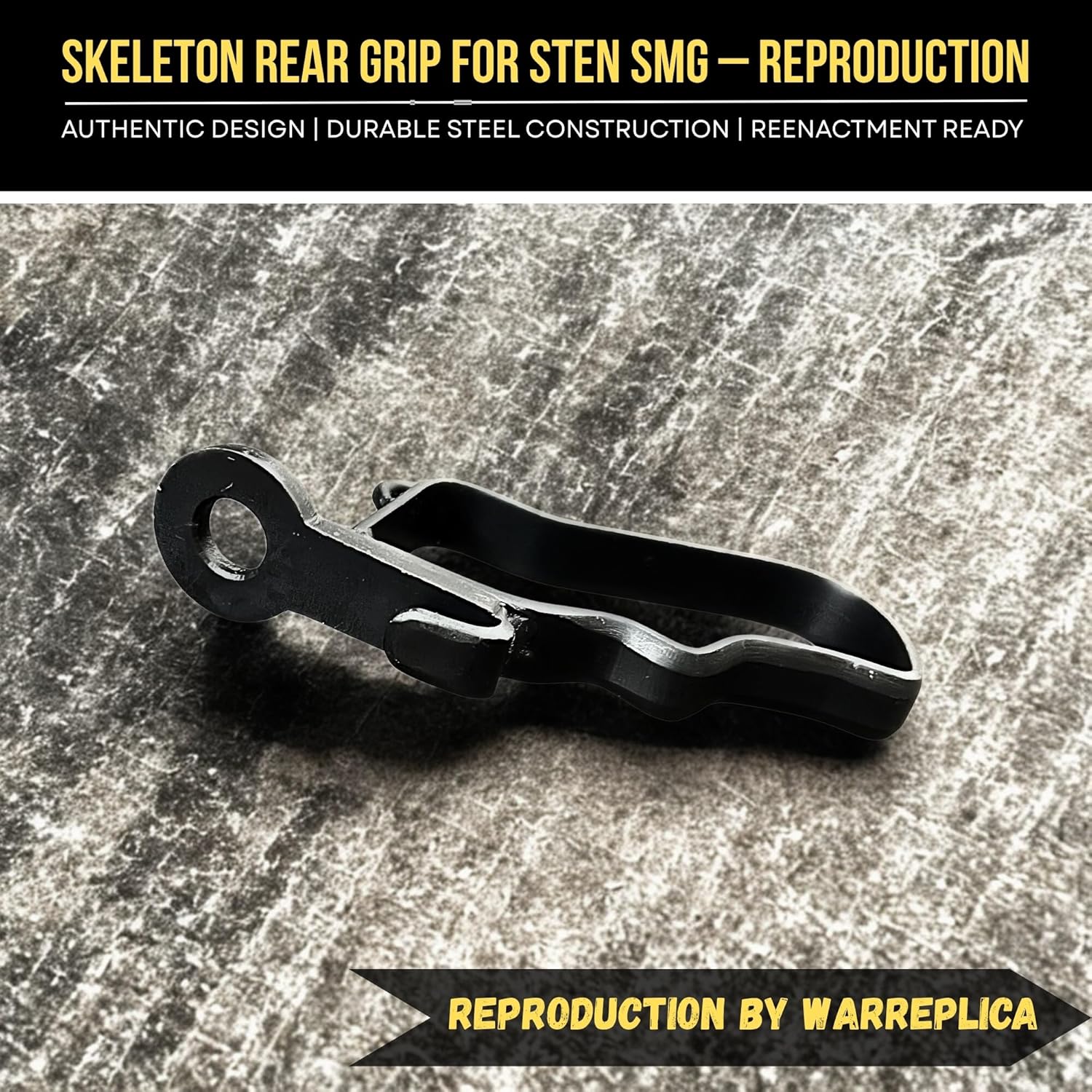 warreplica Skeleton Rear Grip for Sten - Reproduction|Sten Mark II Skeleton Rear Grip|WWII British Submachine Replacement Part Reproduction|Military Collectible & Reenactment Gear