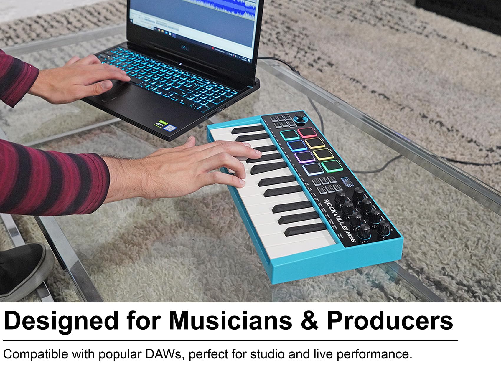Amazon.com: Rockville M25 25-Key Bluetooth MIDI Keyboard