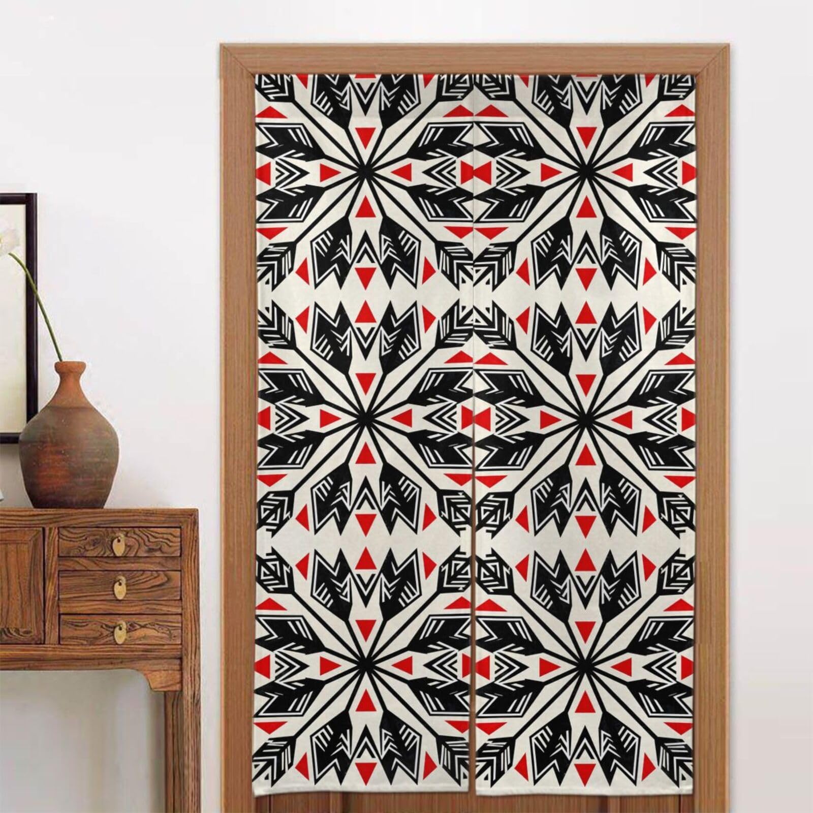 CNTDBU Arrow Tribal Black Door Curtain 34x56 Inch-Room Divider Panel for Privacy, Entryway Screen for Kitchen Bedroom