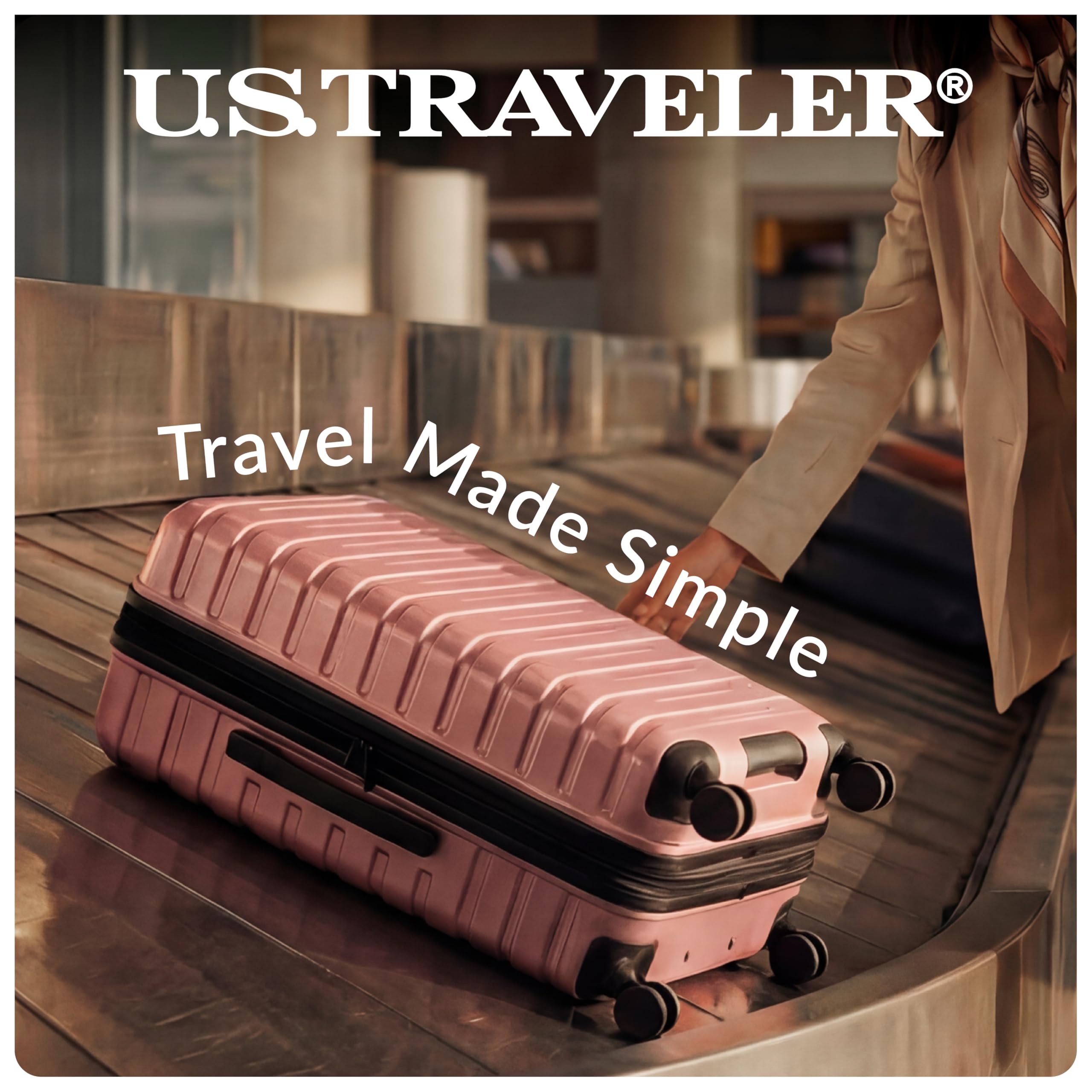 U.S. Traveler Boren - Equipaje de Viaje Resistente expandible con 8 Ruedas giratorias, Rojo metálico, Juego de 2 Piezas