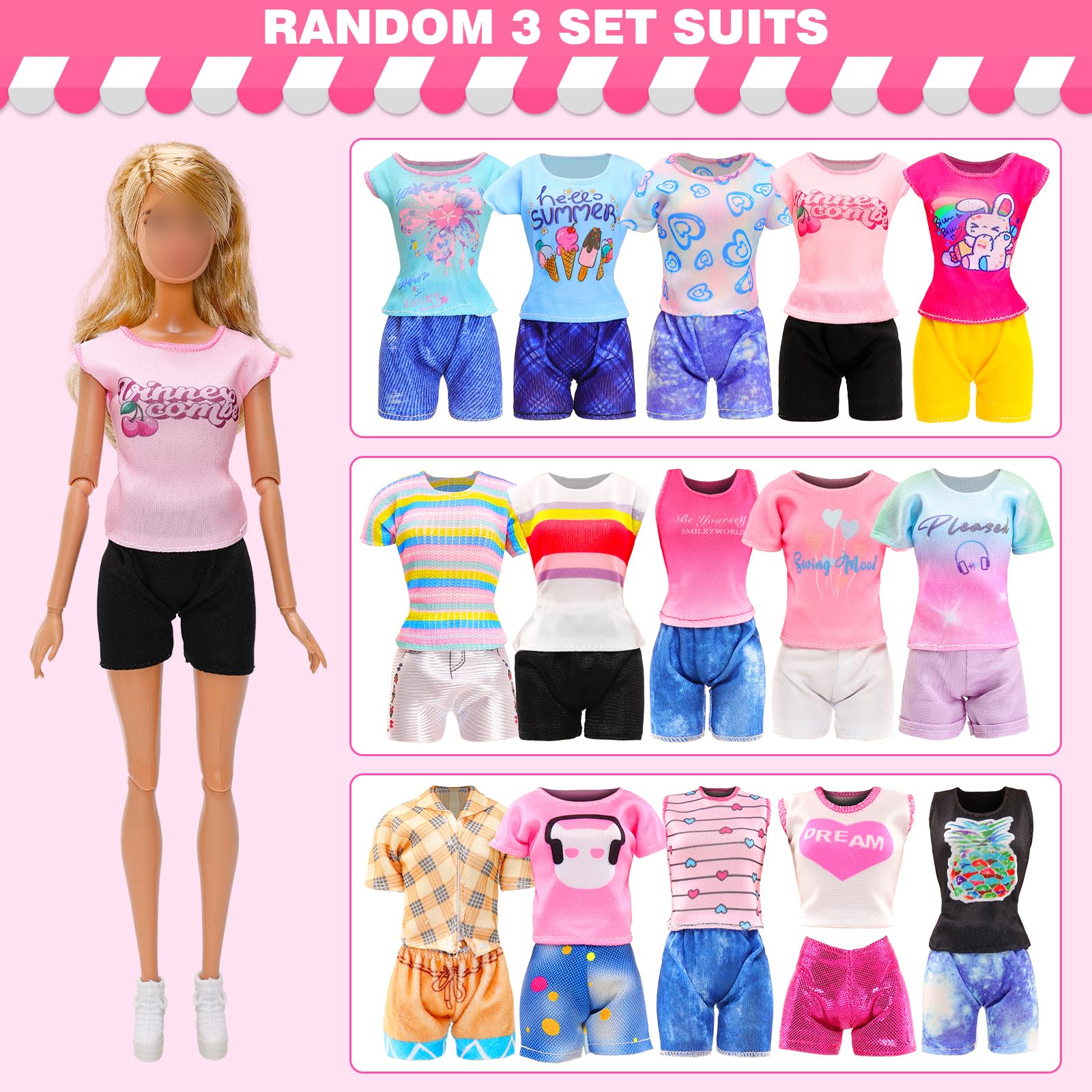 Festfun 8 Zestawów 11,5-calowe ubrania dla lalki dziewczynki, w tym kilka stylów ubrań sportowych, casual, spodenki, topy, spodnie i kostium kąpielowy dla lalek dziewczynki