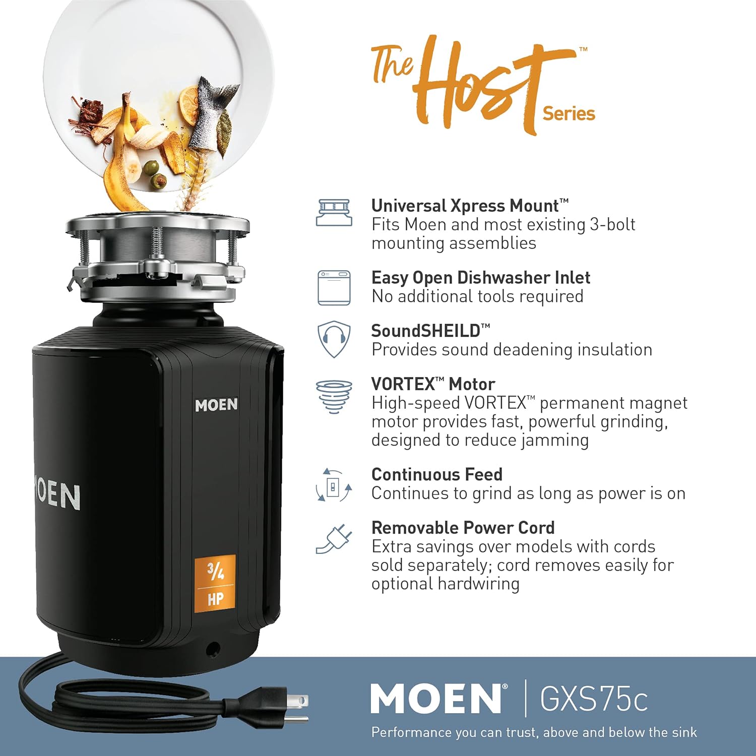 ❤ Crаzу Dеаlѕ Moen GXS75C Host Series 3/4 HP Continuous Feed Garbage Disposal with Sound Reduction, Power Cord Included