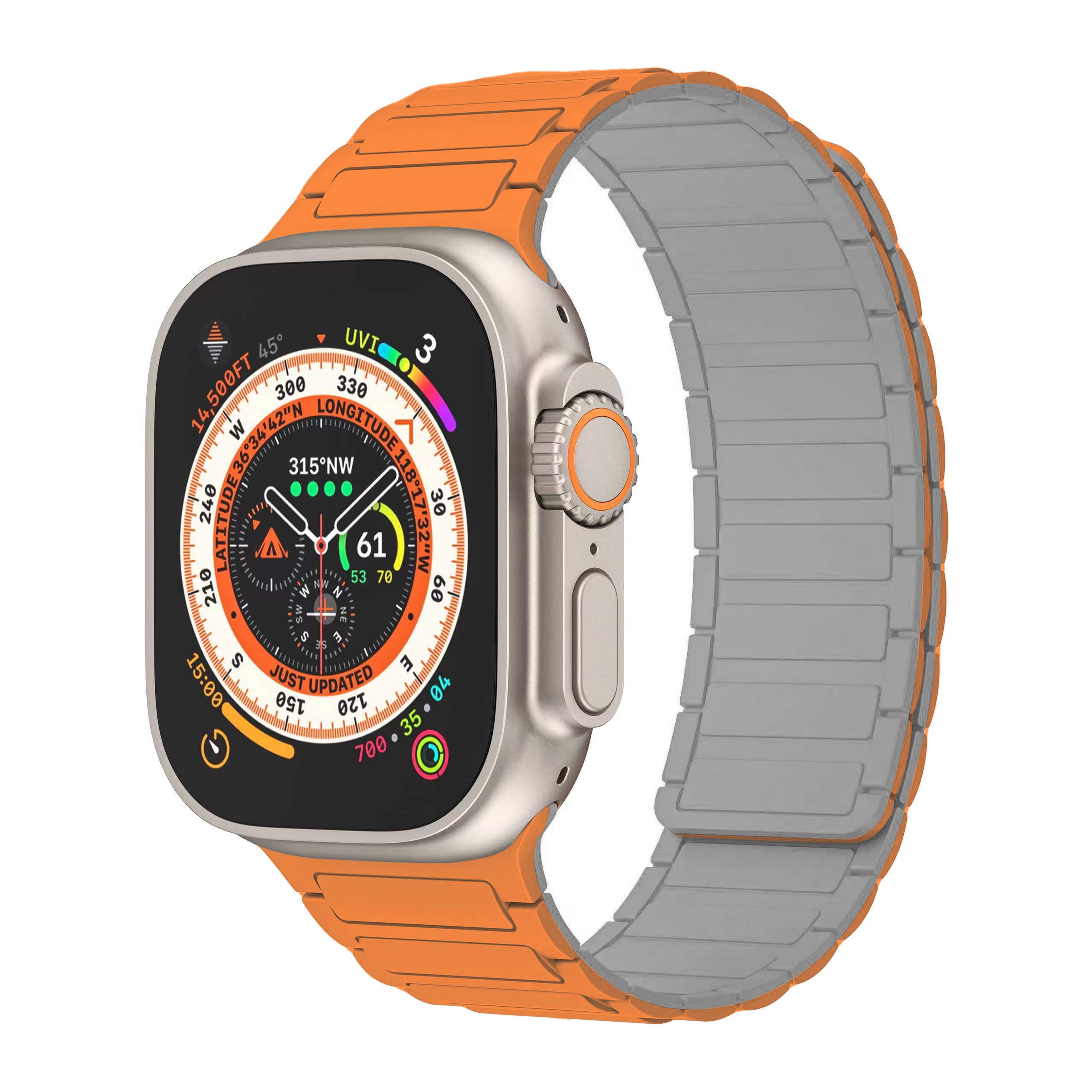 Magnetic watchband Compatible with Apple Watch Ultra 3/2/1 Band 49mm 46mm 45mm 44mm 42mm 41mm 40mm 38mm Sport Silicone Replacement Wristband Strong