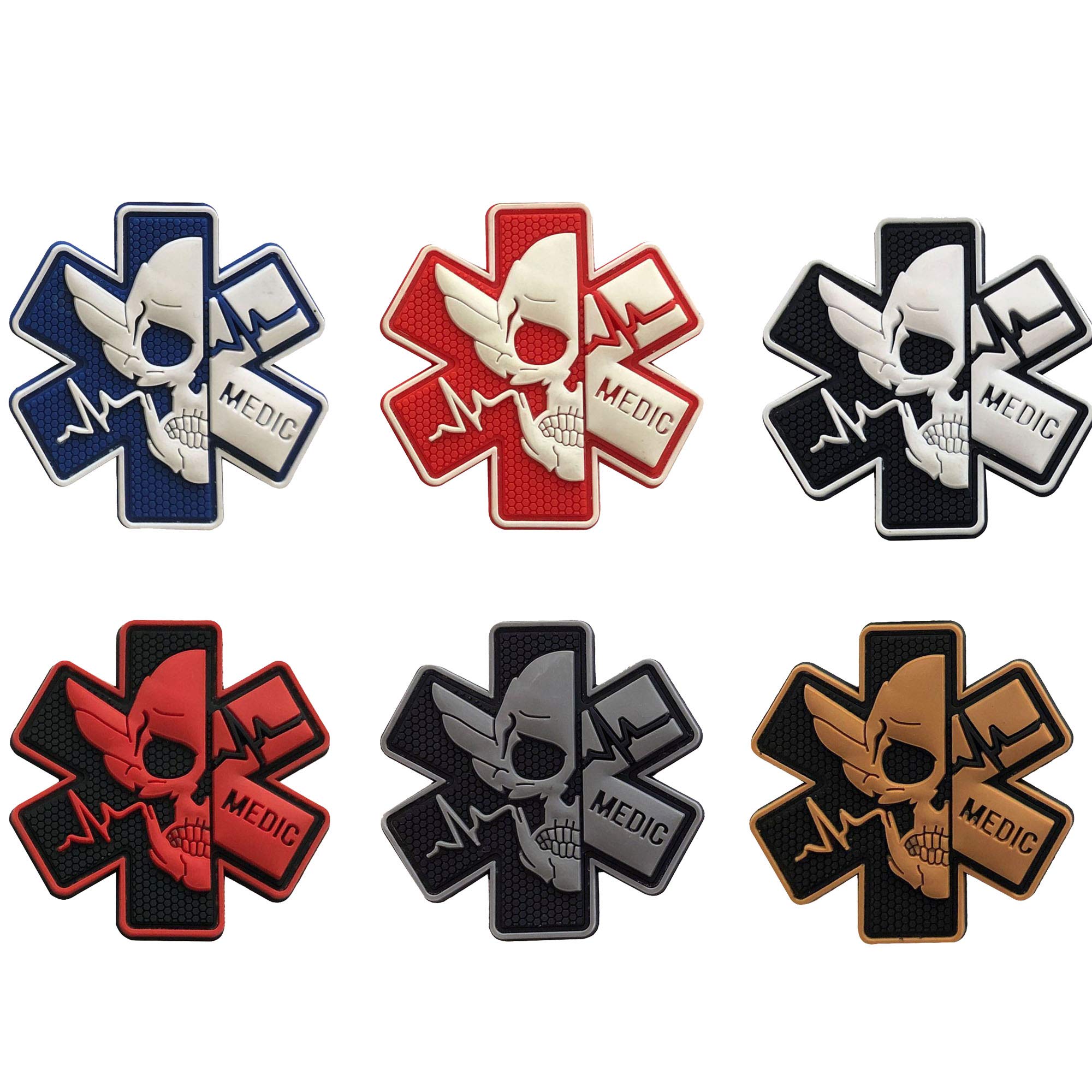 2 écussons 3D PVC Pour Médical/ambulancier – Fermeture à Crochet, 7,5x7,5 Cm, Bleu/blanc, Lavables - 5