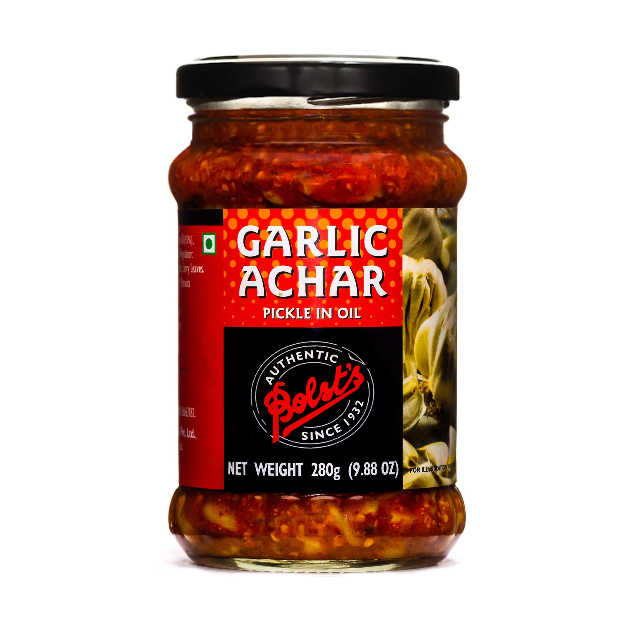 Bolst's Garlic Achar | Authentic India Style Garlic Pickle | Traditional Indian Taste | Homemade Lahsun Achar | Tangy and Spicy | Fresh Garlic Cloves | Homemade Taste 100% Natural Ingredients | 280g 4
