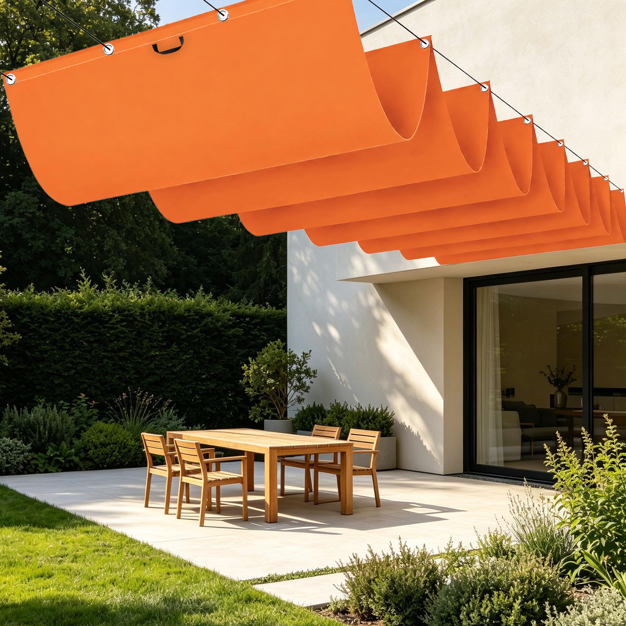Voile ombrage 200 x 340 cm orange résistant à l'eau protection UV extérieur