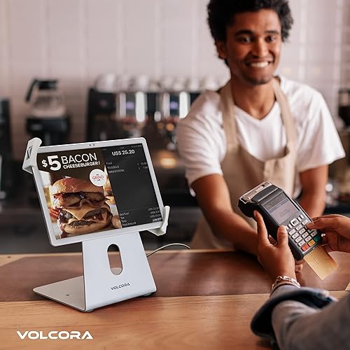 Miniatura 7 de Volcora Soporte antirrobo para tableta iPad de seguridad con cerradura, blanco de 9-13 pulgadas, soporte de quiosco, giratorio, ajustable, para iPad