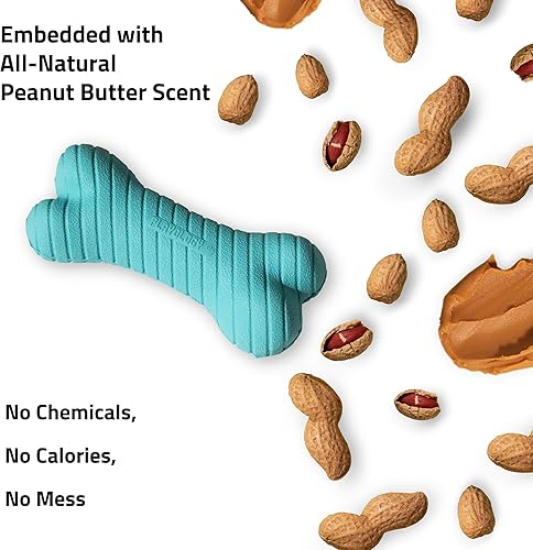 Miniatura 4 de Playology Hueso de doble capa  Atractivos juguetes para perros perfumados a mantequilla de maní natural, paquete de 2  Hueso azul para perros