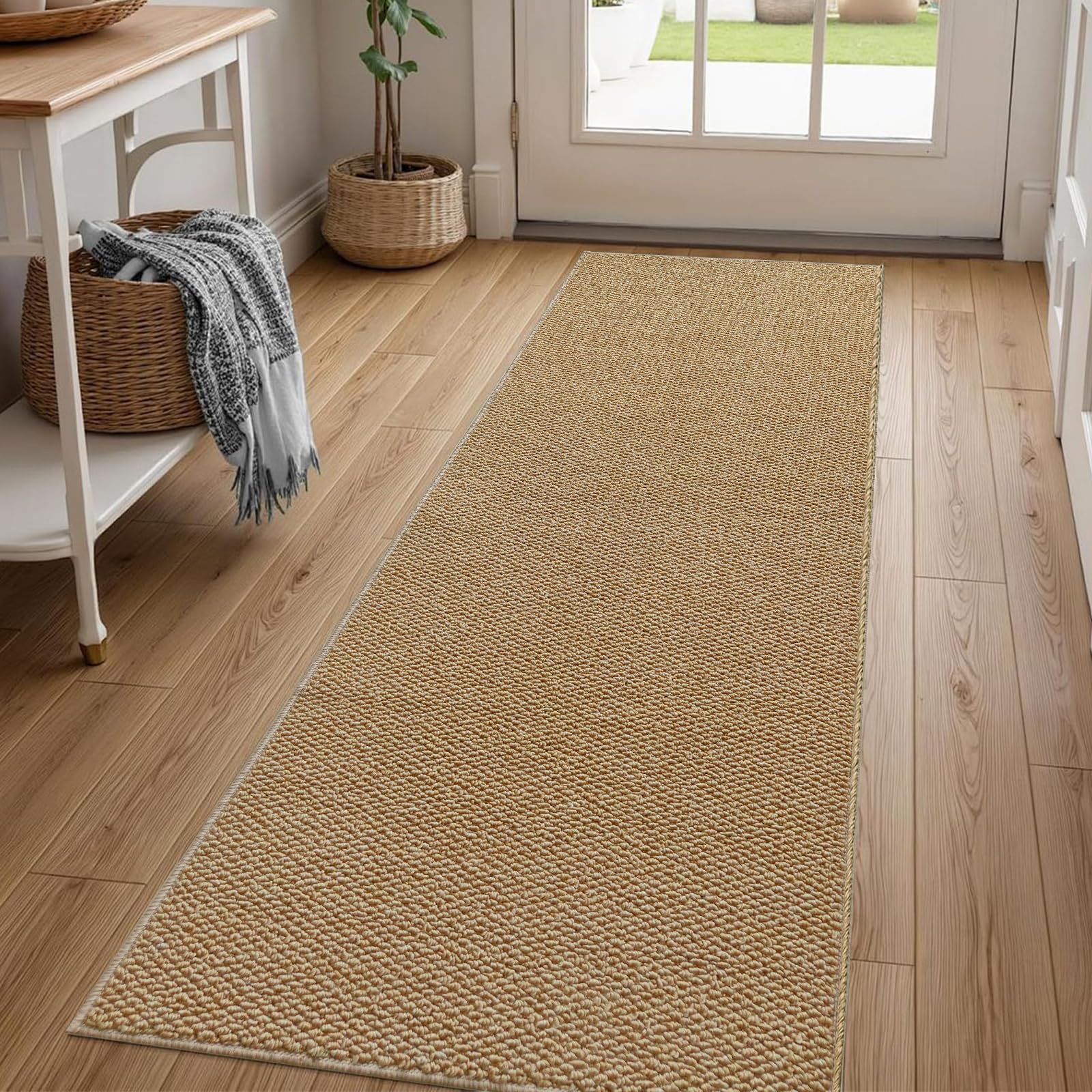 TuoChiShangMao Carpet Runner Rug 60x180cm, Non-Slip Narrow Hallway Runner Mat, Washable Floor Carpet Runners for Hallway Entryway (Brown)