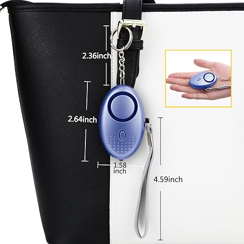 Miniatura 5 de Alarma personal para mujeres, 10 paquetes de 140 dB de emergencia de autodefensa de emergencia con luz LED para mujeres, niños y ancianos (colorido)