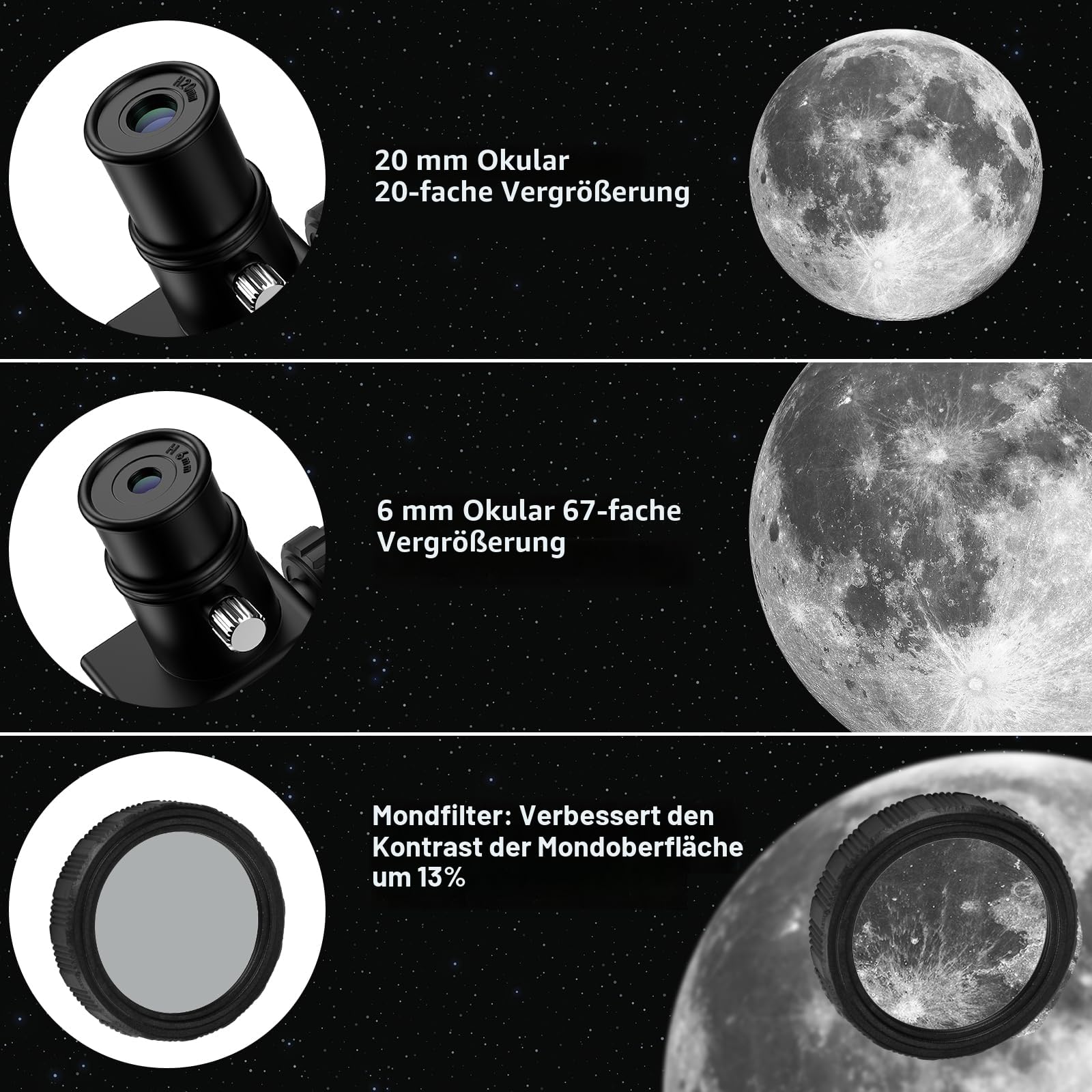 Teleskop, Astronomie Teleskop für Kinder Erwachsene, 70mm Aperture 400mm Linsenteleskop Tragbares Reiseteleskop für Anfänger mit Stativ Telefon Adapter Rucksack Bluetooth Kamera-Fernbedienung