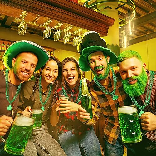 Miniatura 7 de JULBEAR Collares de cuentas de colores a granel, 30 piezas de Mardi Gras rojo, naranja, amarillo, verde, azul, morado, collar de cuentas para