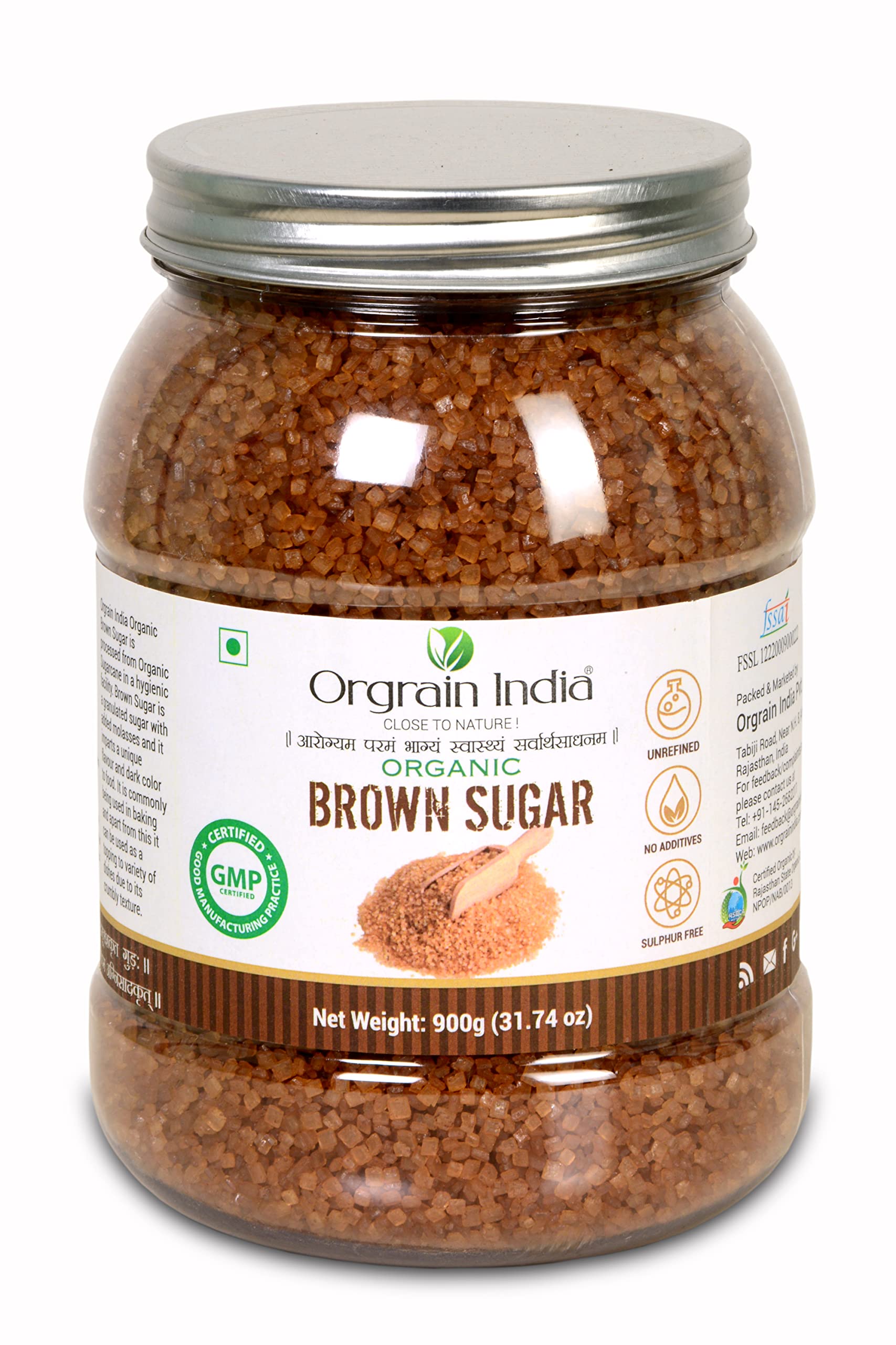 Orgrain India Organic Brown Sugar 900g | Organically Grown | No Preservatives Added | No Artificial Flavors (B0B8X4VC8J) Amazon Price History, Amazon Price Tracker