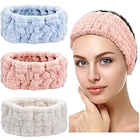 Vista 17 de Chuangdi Diadema de spa de 3 piezas para mujer, diadema de maquillaje facial, diadema de tela de toalla suave para lavar, máscara facial, regalos