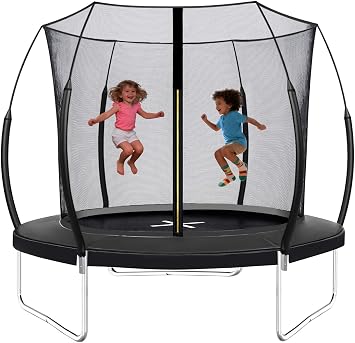 6FT 8FT 10FT 12FT 14FT Springfree Trampolines with LED Lights, Sprinkler, Music Speaker and Socks, ASTM Approved Outdoor Trampoline for Kids and Adults, Backyard Trampoline with Curved Poles