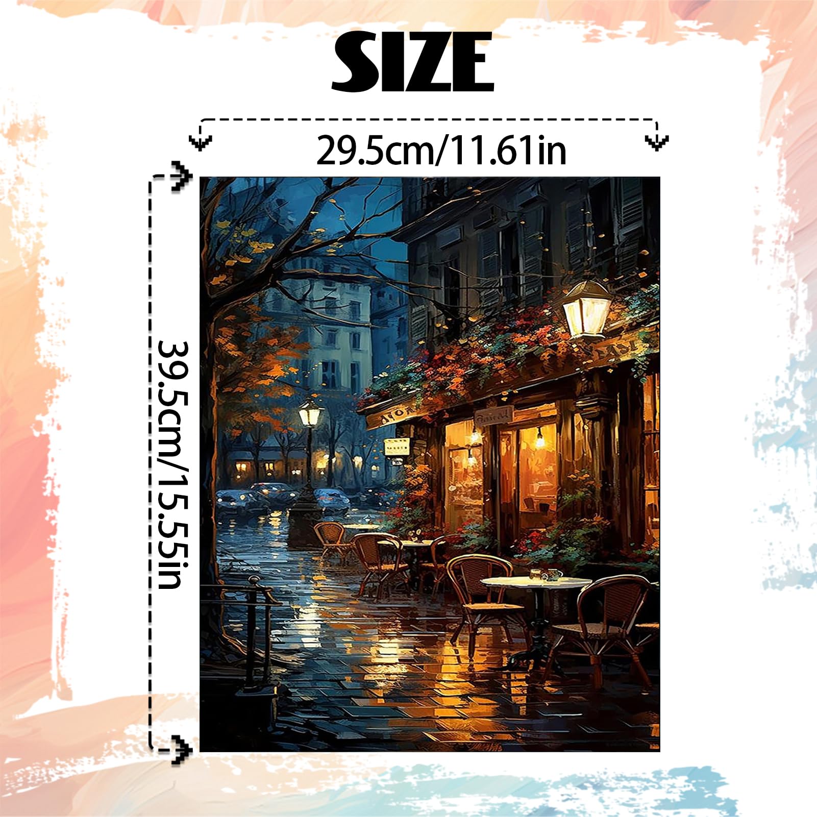 JATOK Large Paint By Numbers Kit For Adults - 40x90cm City Scene On Scroll Canvas | DIY Acrylic Painting For Beginners