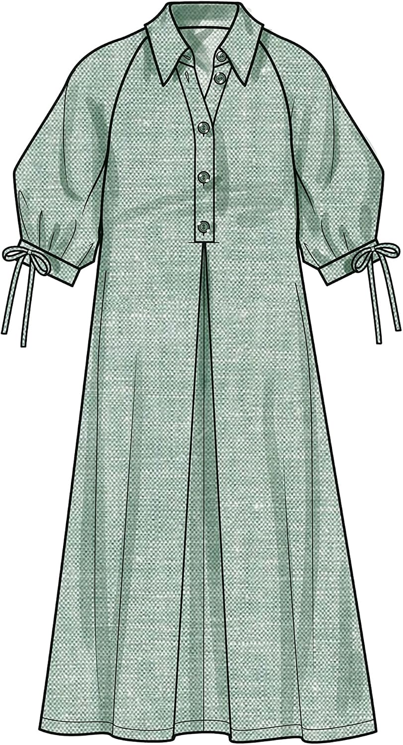 Simplicity Misses' Half-Button Dress Sewing Pattern Packet, Code S9744, Sizes 8-10-12-14-16, Multicolor