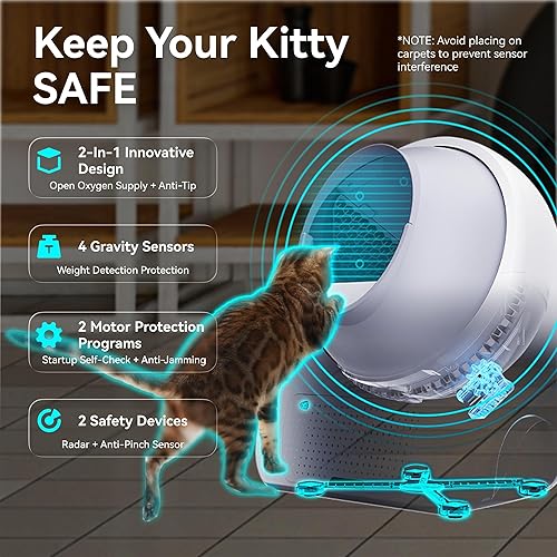 Miniatura 2 de CATLINK Self-Cleaning Cat Litter Box for Multiple Cats APP Control Odor Removal Health Report Extra Large Includes 60 x Liners  2 x Carbon Filters