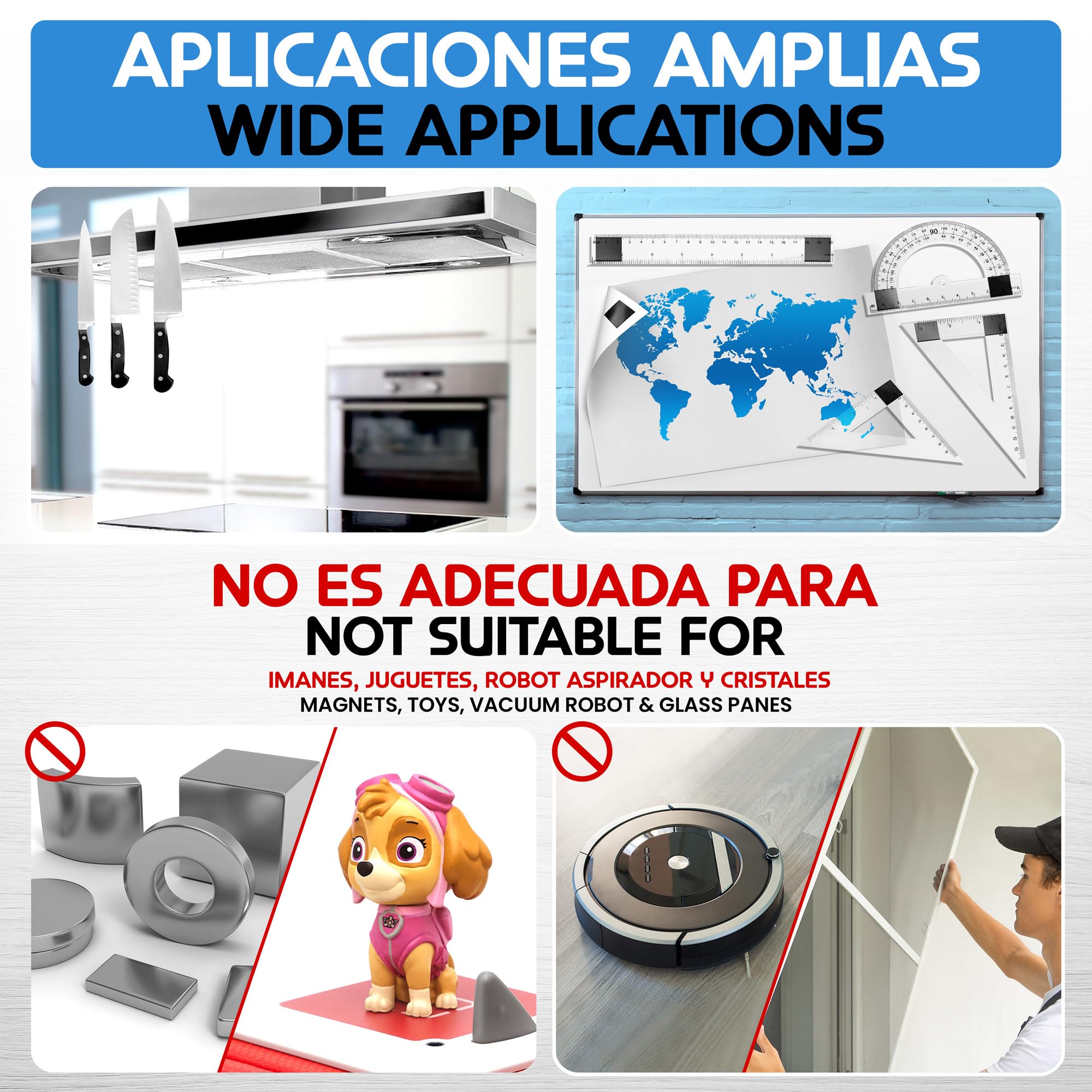 Rollo de cinta magnética - 3 metros de largo, 30 mm de ancho - Bandas magnéticas con fuerte respaldo autoadhesivo - Fácil de cortar y pegar a superficies planas