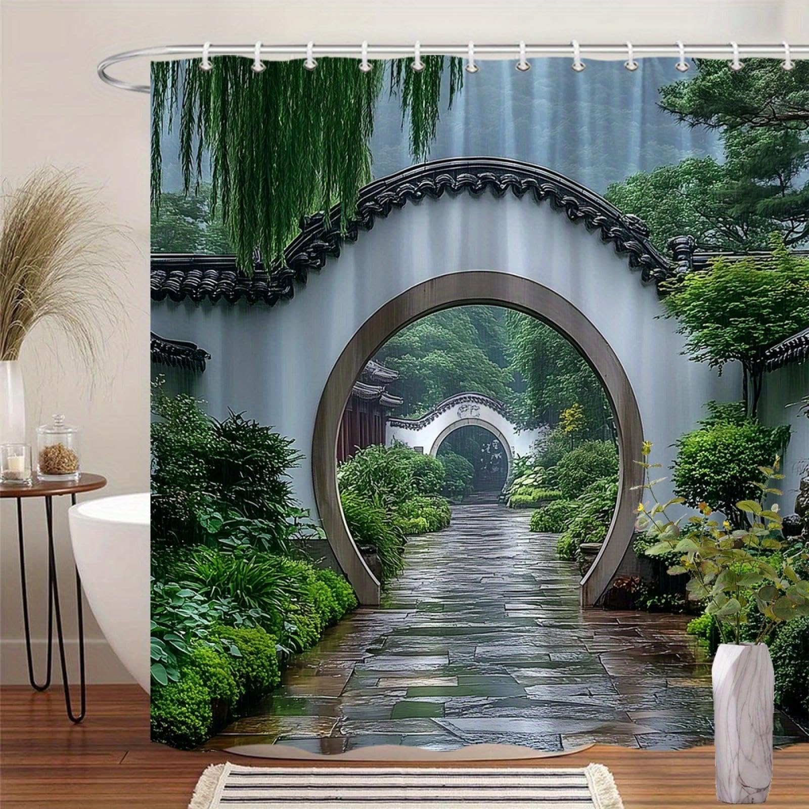 Rideau de douche pour créer une ambiance spa nature à la maison