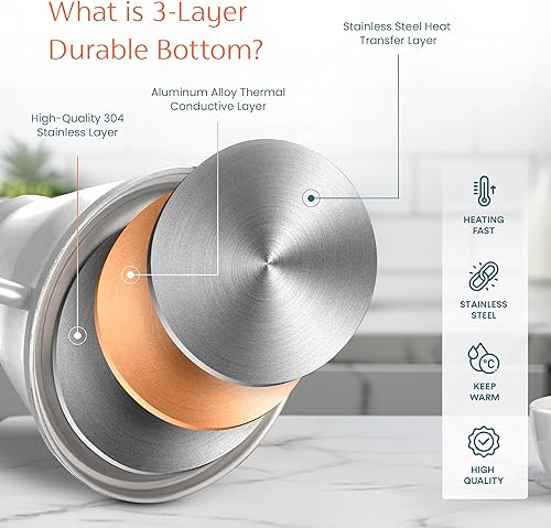 Miniatura 4 de Kook Hervidor de cuello de cisne, estufa de hervidor, con termómetro, tetera, para verter sobre café y té, medidor de temperatura, eléctrico,