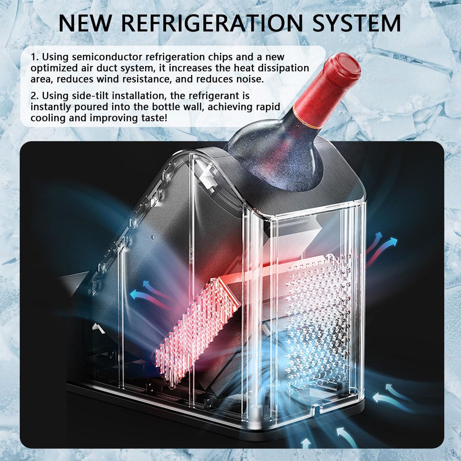 Enfriador de vino eléctrico, enfriador de botella individual de 750 ml, control de 5-20 °C, compartimento de 96 mm, pantalla LCD y refrigeración semiconductora sin hielo para vino tinto, blanco