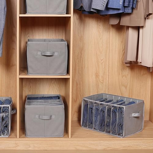 Miniatura 6 de Zilink Organizador de Ropa de Armario Mejorado con Tablero de Soporte Contenedores Organizadores de Pantalones Transparentes para Closet con 7 Gris