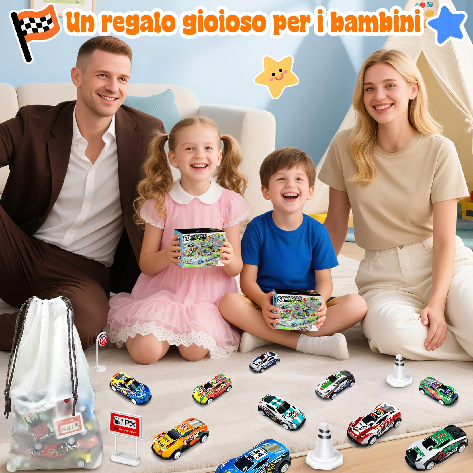 21 Pezzi Macchinine per Bambini Set, 10 Mini Macchine Giocattolo con Lanciatore/Tappeto da Gioco, Veicolo Metallo Die Cast, Cars Giocattoli, Macchinina Bambina, Giochi Bimbo 3 4 5 6 7 8 Anni