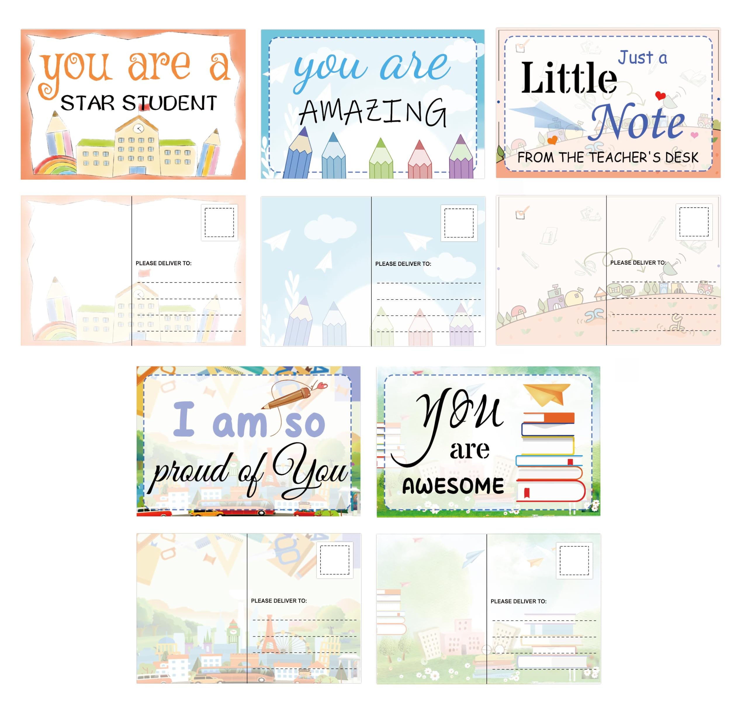 Teacher Mail Postcards For Students You are Awesome Cards Postcards Pack 4 x 6 Inch - Postcards for Kid Just a Little Notes Cute Pencil Teacher Notes Positive Affirmations Cards to Home Parents 50