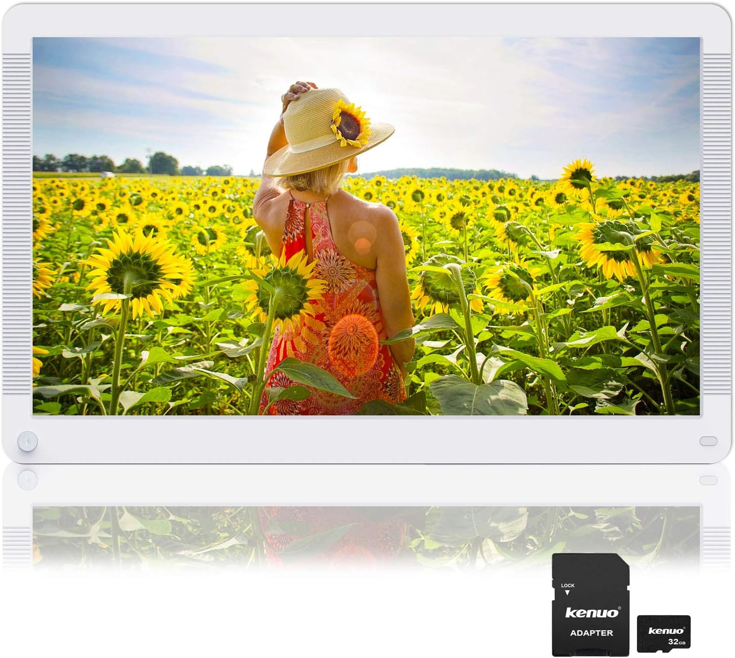 17 inch Digital Picture Frame, 1920x1080 IPS Screen Digital Photo Frame with 32G SD Card and Wall Mount, Motion Sensor, Auto Power On/Off, Music Support 1080P Video, SD Card and USB
