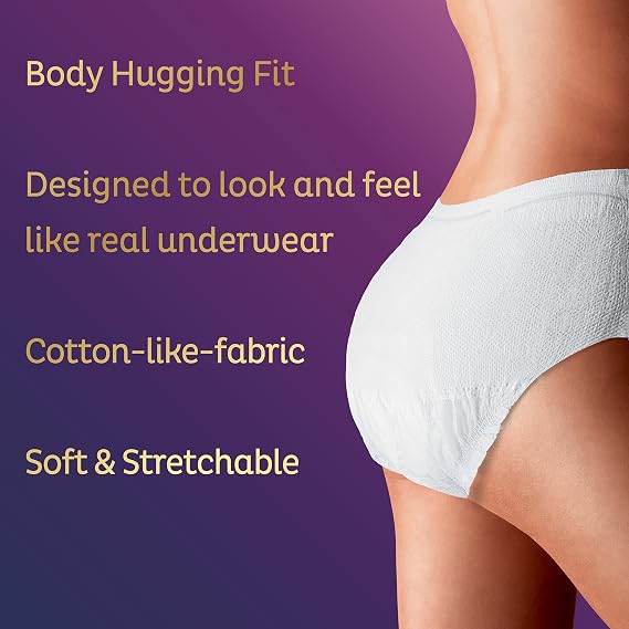 TENA Stylish White Super Plus Incontinence Underwear Women S/M 29-40in 18ct