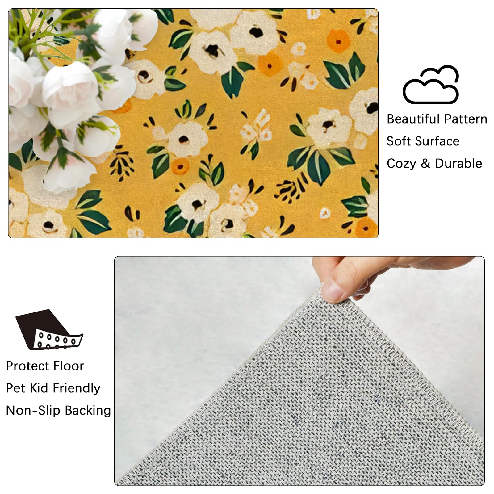 Amazon.com: Vintage Area Rug 6x9 Yellow Large Rugs for Living Room