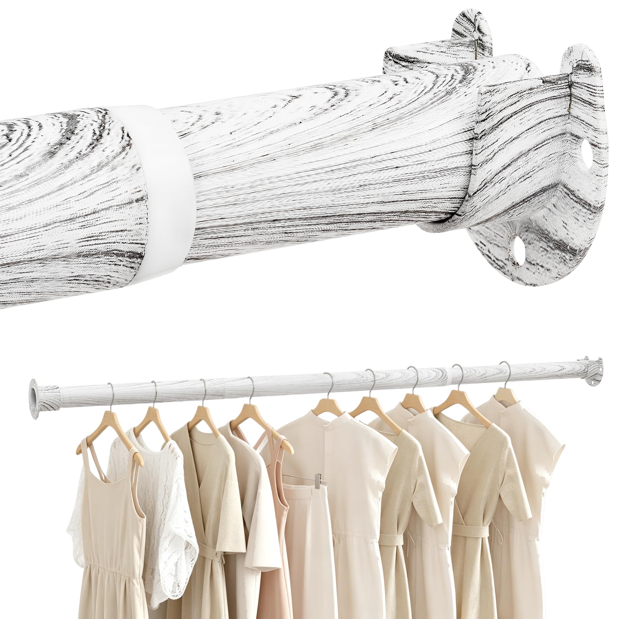Photo 1 of Luvenia Closet Rod 17-40" Adjustable, 1.3" Diameter, White Wood Grain