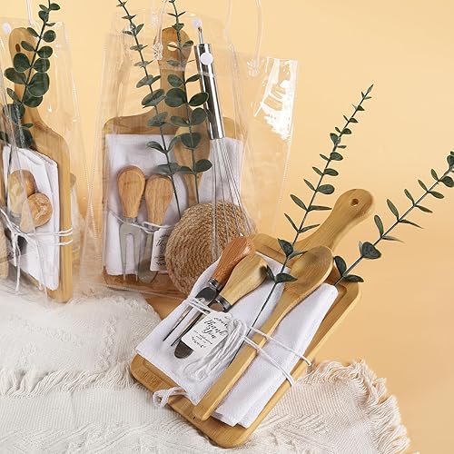 Miniatura 4 de 67 premios para baby shower para ganadores de juegos, juegos de baby shower, 6 juegos de tabla de queso de bambú, cuchara, tenedor, cuchillos,