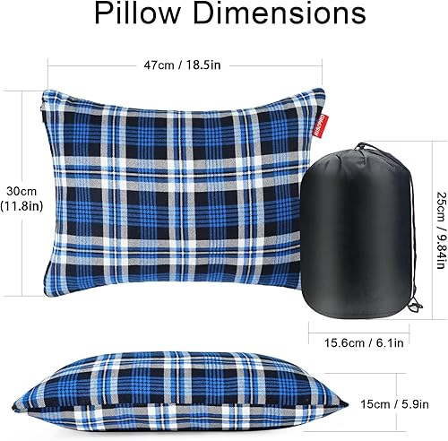 Miniatura 2 de Almohada para acampar al aire libre, ligera, comprimible, fundas de almohada de viaje de franela, funda de almohada extraíble lavable para acampar y