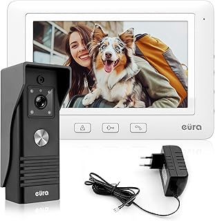 Eura VDP-45A3 Alpha Video-Türsprechanlage Gegensprechanlage, Weiss, 7-Zoll-Farbmonitor, 4 Draht