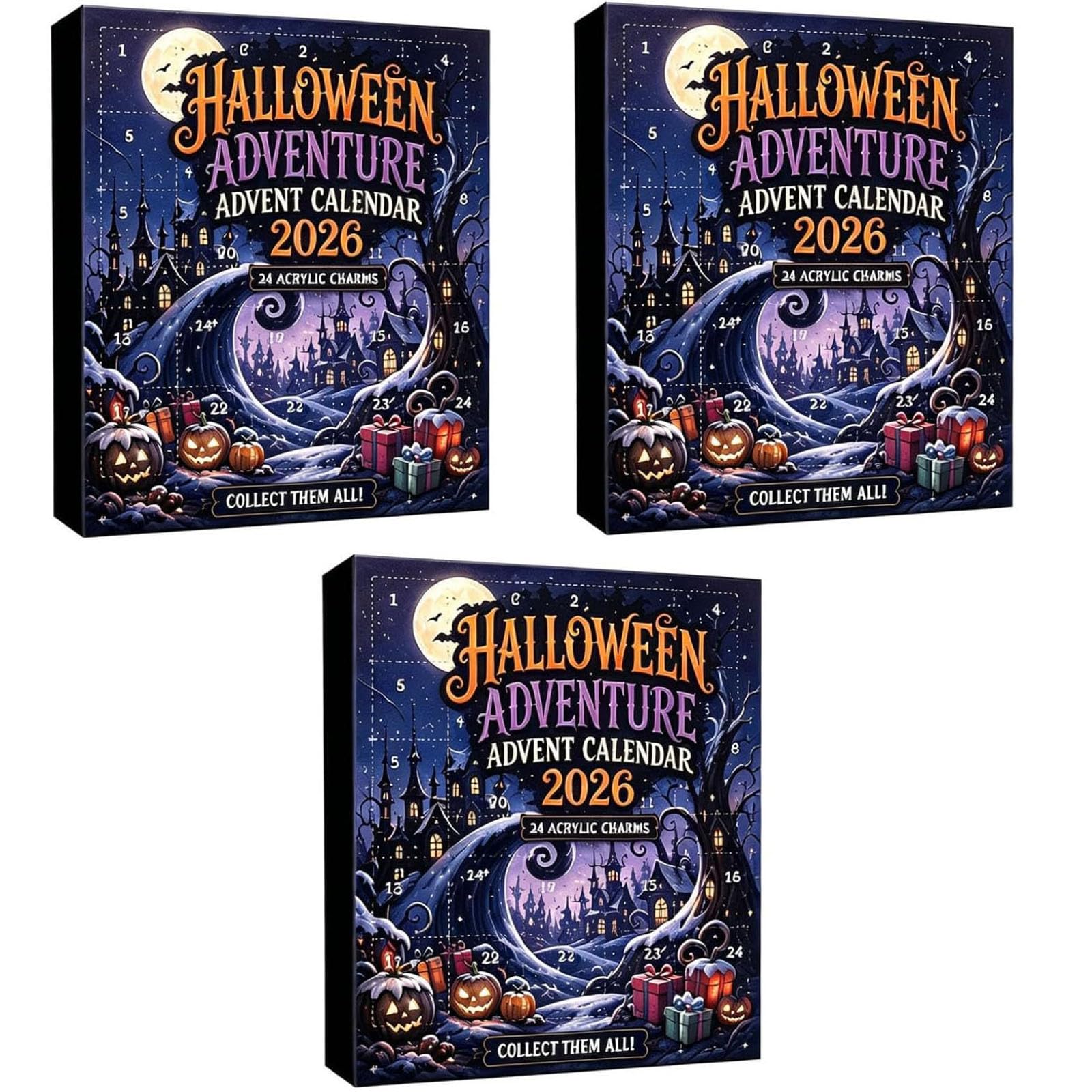 Calendario dell'Avvento Avventura di Halloween con figure spettrali (3pcs) | Scatola cieca quotidiana fatta a mano Sorprese quotidiane, decorazioni di mini personaggi per regalo da esposizione domestica