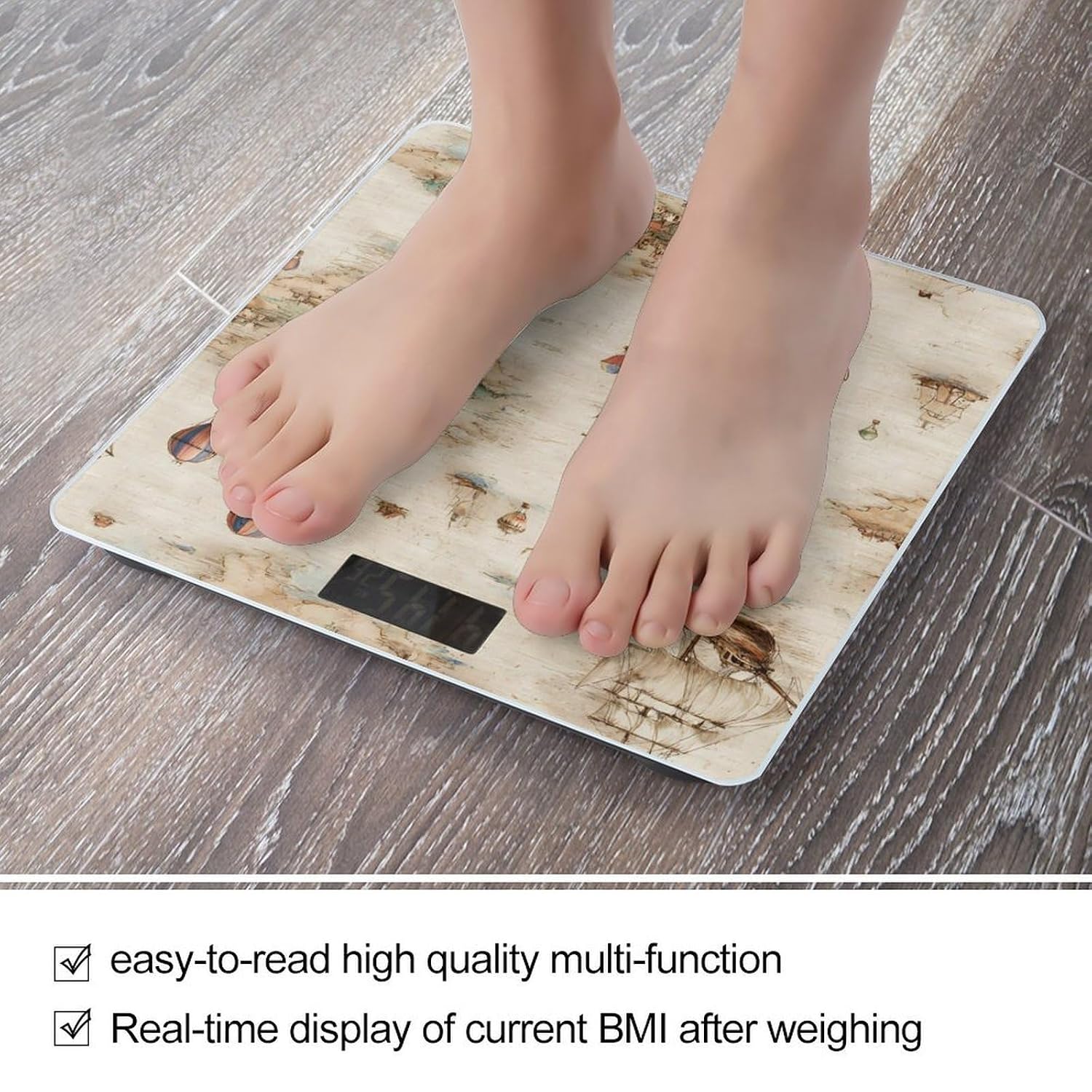 Sailing Ship Pirate1 Hot Air Balloon Digital Body Weight Scale LCD Backlight Display for Bathroom Gym