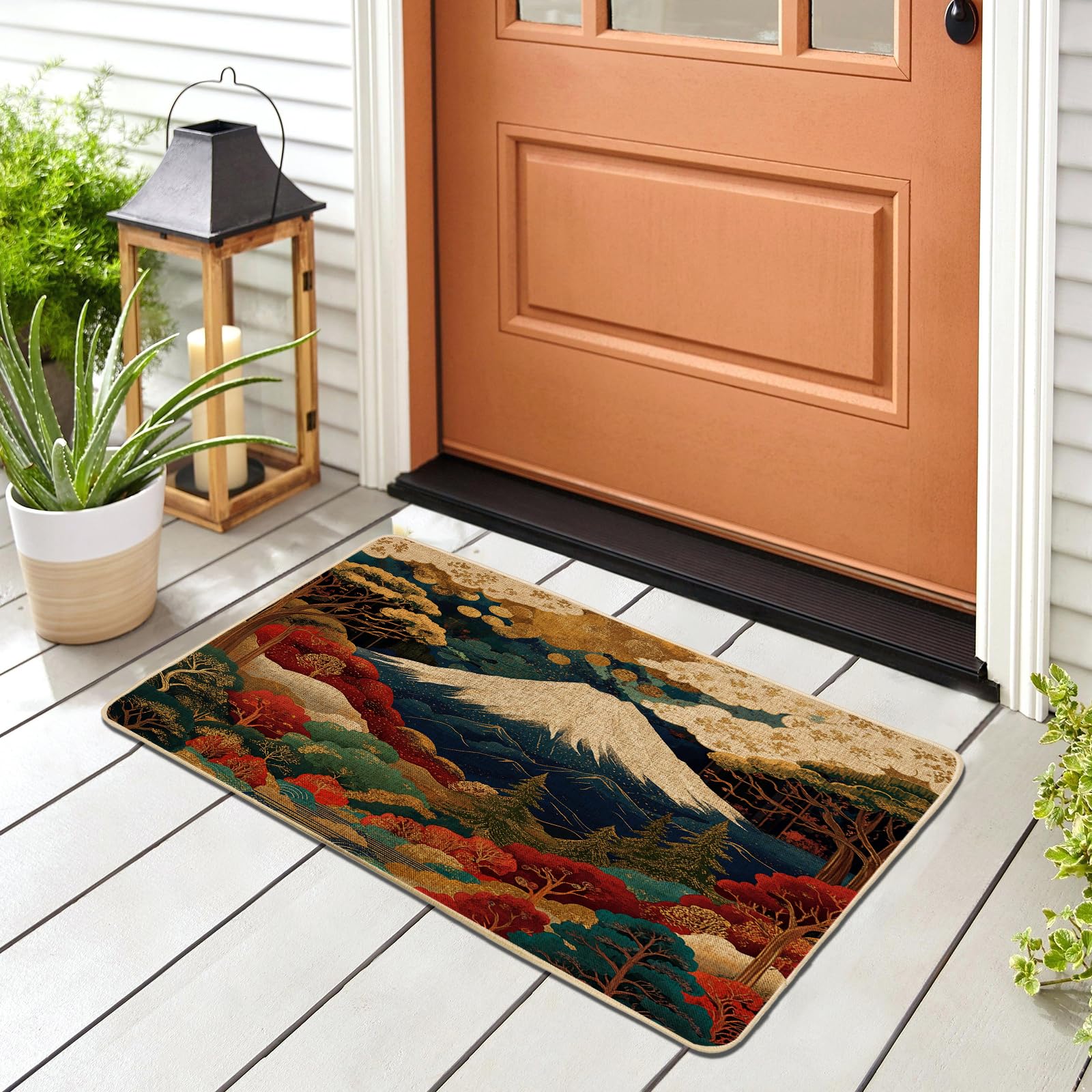 Amazon.com: Japanese Ukiyo-e Mountain Front Black Door Mat Outside